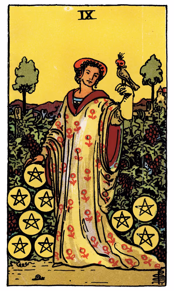 Nine of Pentacles - Tarot Card
